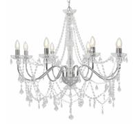 vidaXL Lustre avec Perles Lampe Suspendue Plafonnier Luminaire Eclairage Intérieur Salon Salle de Séjour Chambre à Coucher Maison Argenté 8 Ampoules