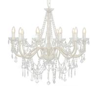 vidaXL Lustre 281608 avec perles – Suspension 12 ampoules E14 Blanc pour intérieur