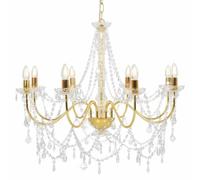 vidaXL Lustre 281607 avec perles – Suspension intérieure dorée pour salon et chambre