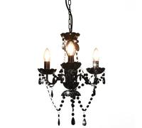 Lustre avec Perles Rond Lampe Suspendue Lustre Luminaire Eclairage Intérieur Salon Salle de Séjour Chambre à Coucher Maison Noir