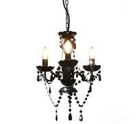 vidaXL Lustre 281597 Rond avec perles 3 x E14 Noir pour intérieur