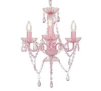 vidaXL Lustre avec Perles Rond Lampe Suspendue Plafonnier Luminaire Eclairage Intérieur Salon Salle de Séjour Chambre à Coucher Maison Rose