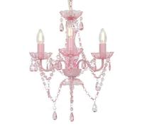 vidaXL Lustre 281598 avec perles rondes - 3 x E14 - Rose