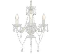 vidaXL Lustre rond avec perles 3 x E14 Blanc