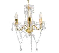 vidaXL Lustre avec Perles Rond Lampe Suspendue Plafonnier Luminaire Eclairage Intérieur Salon Salle de Séjour Chambre à Coucher Maison Doré