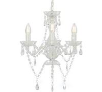 vidaXL Lustre avec Perles Rond Lampe Suspendue Plafonnier Luminaire Eclairage Intérieur Salon Salle de Séjour Chambre à 281596 Blanc G