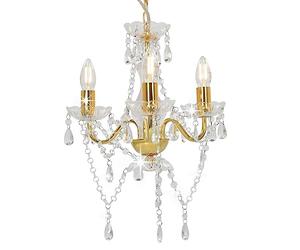 vidaXL Lustre avec Perles Rond Lampe Suspendue Plafonnier Luminaire Eclairage Intérieur Salon Salle de Séjour Chambre à Coucher Maison Doré