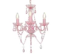 Vidaxl Lustre Avec Perles Rose Rond 3 X E14 Rose