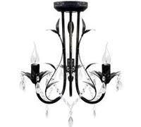vidaXL Lustre Métal Noir Style Art Nouveau Perles Crystal 3 Ampoules E14 Lampe 241385 Noir G