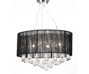 vidaXL Lustre Moderne plafonnier 3 Feux 85 Pampilles Cristal Noir