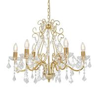 vidaXL Lustre avec Perles de Cristal Rond Plafonnier Lampe Suspendue Luminaire Eclairage Intérieur Salon Salle de Séjour Chambre à Coucher Maison Doré