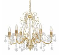 vidaXL Lustre avec Perles de Cristal Rond Plafonnier Lampe Suspendue Luminaire Eclairage Intérieur Salon Salle de Séjour Chambre à Coucher Maison Doré