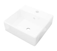 Luxueuse vasque céramique carrée avec trop plein 41 x 41 cm