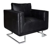vidaXL Luxueux Fauteuil Cube en Cuir Noir