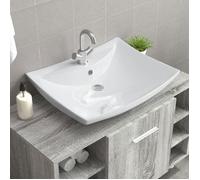 vidaXL Vasque céramique luxueuse rectangulaire 140688 avec trop-plein et perçage Blanc/Noir