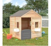 vidaXL Maison de jeux 93687 - Bois massif sapin, porte verrouillable, fleurs - Gris G