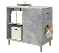 vidaXL Maison pour Chat Béton 72 x 42.5 x 70 cm Bois d'ingénierie, Salon, Rectangulaire, Moderne, Espaces Lumineux, Aménagements Ouverts, Meubles Stylés, Designs Pratiques, Atmosphère Cozy