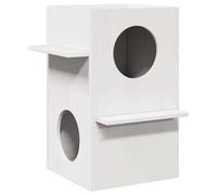 vidaXL Maison pour chat blanc 43x43x60 cm bois de pin massif, maison pour chats d'intérieur, meuble pour chats, maison pour 859302