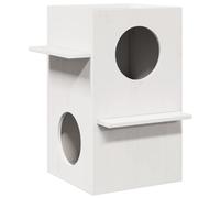 vidaXL Maison pour Chat Blanc 43x43x60 cm Bois de pin Massif, Maison pour Chats d'intérieur, Meuble pour Chats, Maison pour Chats en Bois