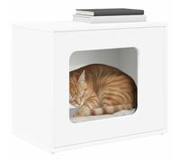 vidaXL Maison pour Chat Blanc 51 x 30 x 42 cm Bois d'ingénierie, Maison pour Chat Tendance, Meuble Moderne rectangulaire, Refuge intérieur en Bois pour Minou