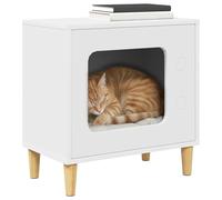 vidaXL Maison pour chat rectangulaire 51 x 30 x 52 cm Blanc Bois d'ingénierie