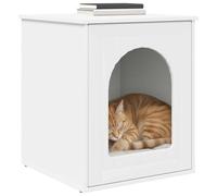 vidaXL Maison pour chat Blanc Rectangulaire en bois d'ingénierie 53 x 52 x 60 cm