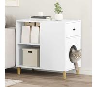 vidaXL Maison pour chat rectangulaire 72 x 42.5 x 70 cm Bois d'ingénierie Blanc Moderne