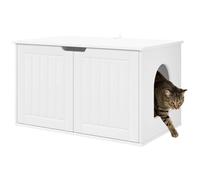 vidaXL Maison pour Chat Blanc 85 x 55 x 50 cm Bois d'ingénierie, Salon, Design rectangulaire, Approche Minimaliste, Rangement Gain de Place, Options de mobilier Moderne pour Chaque Maison