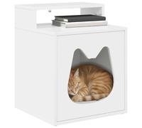 vidaXL Maison pour Chat Blanc Brillant 42,5 x 40 x 53,5 cm, Maison pour Chat Moderne et stylée pour Salon, mobilier d’intérieur Chic, Coin Cosy, Facile à Monter