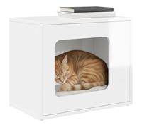 vidaXL Maison pour Chat Blanc Brillant 51 x 30 x 42 cm, Maison Moderne pour Chat, Habitat rectangulaire pour félin, mobilier intérieur pour Animaux, Retraite Minimaliste