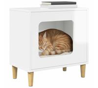 vidaXL Maison pour Chat Blanc Brillant 51 x 30 x 52 cm, Salon, Rectangulaire, Mobilier et Décor Modernes et Élégants, Améliorant Le Confort et la Fonctionnalité de Tout Espace