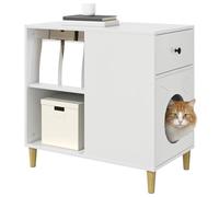 vidaXL Maison pour Chat Blanc Brillant 72 x 42.5 x 70 cm, Salon, Rectangulaire, Moderne, Espaces Lumineux, Aménagements Ouverts, Meubles Stylés, Designs Pratiques, Atmosphère Cozy