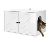 vidaXL Maison pour chat Refuge tendance Blanc brillant 85 x 55 x 50 cm
