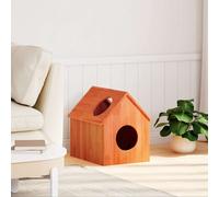 Vidaxl Maison Pour Chat Cire Marron 41x50x50 Cm Bois De Pin Massif