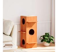 Vidaxl Maison Pour Chat Cire Marron 43x43x90 Cm Bois De Pin Massif
