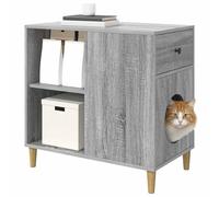 vidaXL Maison pour Chat Gris Sonoma 72 x 42.5 x 70 cm, Salon, Rectangulaire, Moderne, Espaces Lumineux, Aménagements Ouverts, Meubles Stylés, Designs Pratiques, Atmosphère Cozy