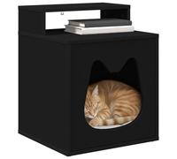 vidaXL Maison pour Chat Noir 42,5 x 40 x 53,5 cm Bois d'ingénierie, Maison pour Chat Moderne et stylée pour Salon, mobilier d’intérieur Chic, Coin Cosy, Facile à Monter
