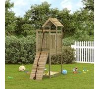 vidaXL Maisonnette de jeu avec mur d'escalade bois de pin imprégné, aire de jeux de jardin, maisonnette, cabane de jardin 3155965 Or G