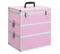 vidaXL Mallette à Maquillage Mallette de Beauté Valise Cosmétique Coffret de Maquillage Boîte à Maquillage Stockage 37x24x40 cm Rose Aluminium