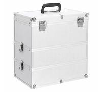 vidaXL Mallette à Maquillage Mallette de Beauté Valise Cosmétique Coffret de Maquillage Boîte à Maquillage Stockage 37x24x40 cm Argenté Aluminium