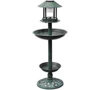 vidaXL Fontaine Bain d’Oiseaux Vert avec Lampe Solaire Mangeoire à Oiseaux