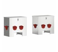 vidaXL Mangeoire pour Poules 2 pcs Argent 40,5 x 25 x 38 cm, Nourrisseur Moderne pour Poules, Accessoires durables pour Animaux, Station de Jardin spacieuse