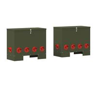 Vidaxl Mangeoire Pour Poules 2 Pcs Vert Olive 60,5 X 29 X 51 Cm