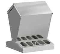 vidaXL Mangeoire à poulet argentée 30 x 30 x 39 cm en acier galvanisé, jardin et terrasse, moderne, durable, éléments durables pour des espaces extérieurs polyvalents et un plaisir toute l'année dans