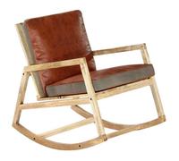 Manguier Massif Chaise à Bascule Cuir Véritable Chaise Basculante vidaXL