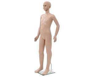 vidaXL Mannequin Enfant Corps Complet avec Base Verre Beige 140 cm