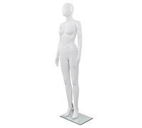 vidaXL Mannequin femme corps complet – Base en verre – 175 cm – Blanc brillant