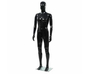 vidaXL Mannequin Homme Corps Complet Base Verre Noir Brillant 185 cm