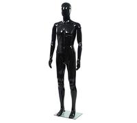 vidaXL Mannequin homme corps complet base verre Noir brillant 185 cm