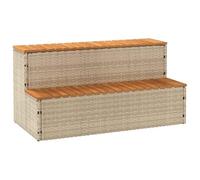 vidaXL Marche Bain remous Beige 100x50x50,5 cm polyrotin Acacia Massif, Marche de Baignoire Spa, échelle à 2 marches, escabeau, Marche de Spa